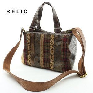 Relic Patchwork Crossbody Bag in Brown and Tan